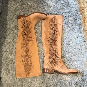 Sam Edelman Knee High Suede Fringe Boots